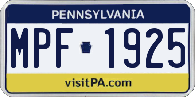 PA license plate MPF1925