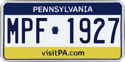 PA license plate MPF1927