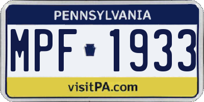 PA license plate MPF1933