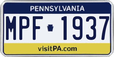 PA license plate MPF1937