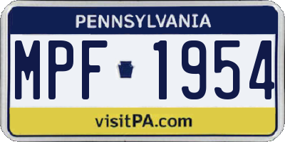 PA license plate MPF1954