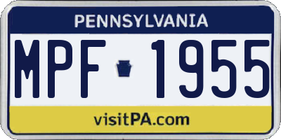 PA license plate MPF1955