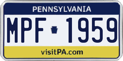 PA license plate MPF1959