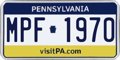 PA license plate MPF1970