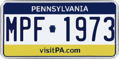 PA license plate MPF1973