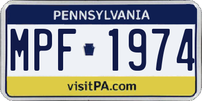 PA license plate MPF1974