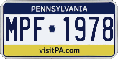 PA license plate MPF1978