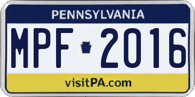 PA license plate MPF2016
