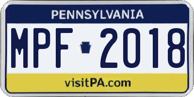PA license plate MPF2018