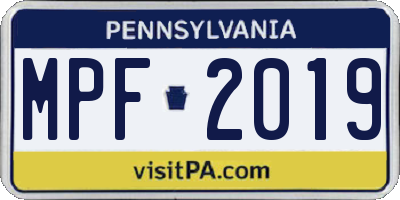 PA license plate MPF2019
