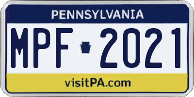 PA license plate MPF2021