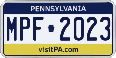 PA license plate MPF2023