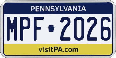 PA license plate MPF2026