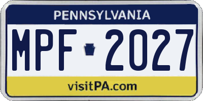 PA license plate MPF2027