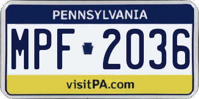 PA license plate MPF2036