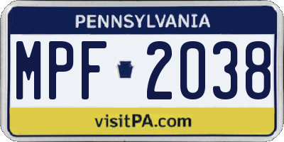 PA license plate MPF2038