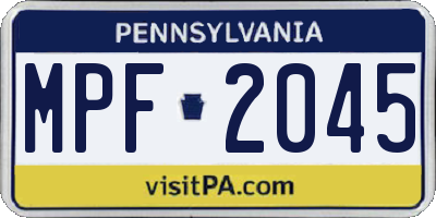 PA license plate MPF2045