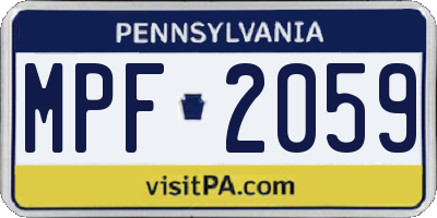 PA license plate MPF2059
