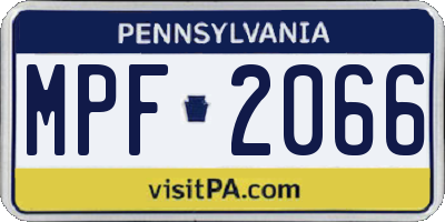 PA license plate MPF2066