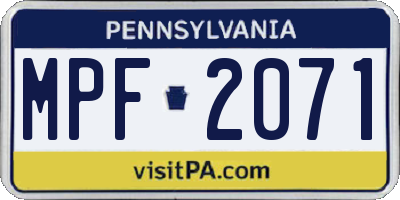 PA license plate MPF2071