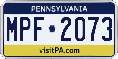 PA license plate MPF2073