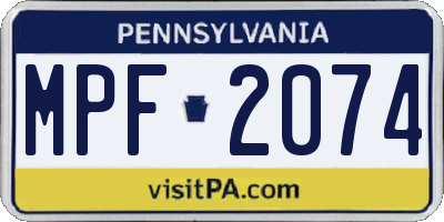 PA license plate MPF2074