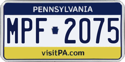 PA license plate MPF2075