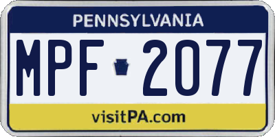 PA license plate MPF2077