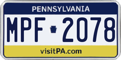 PA license plate MPF2078