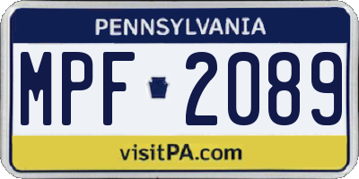 PA license plate MPF2089