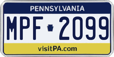 PA license plate MPF2099