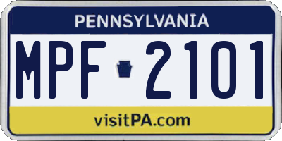 PA license plate MPF2101