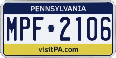 PA license plate MPF2106