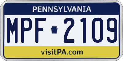 PA license plate MPF2109