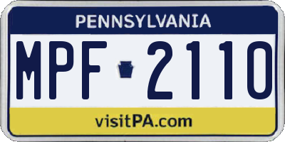 PA license plate MPF2110