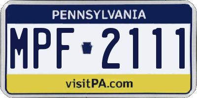 PA license plate MPF2111