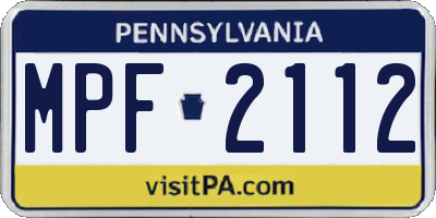 PA license plate MPF2112