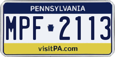 PA license plate MPF2113