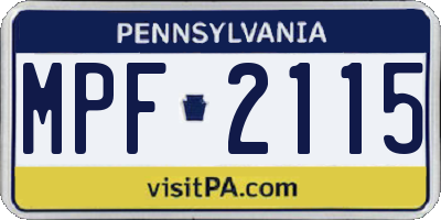 PA license plate MPF2115