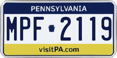 PA license plate MPF2119