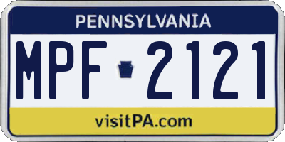 PA license plate MPF2121
