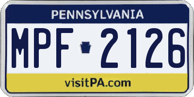 PA license plate MPF2126