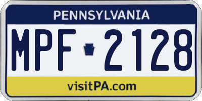PA license plate MPF2128