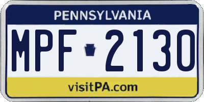PA license plate MPF2130