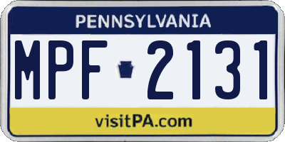 PA license plate MPF2131