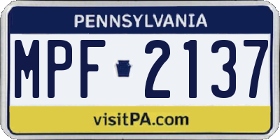 PA license plate MPF2137