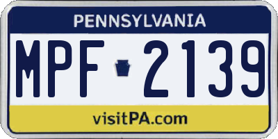 PA license plate MPF2139