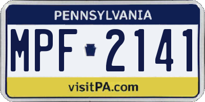 PA license plate MPF2141
