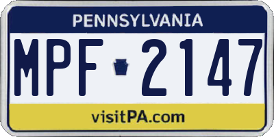 PA license plate MPF2147