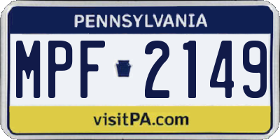 PA license plate MPF2149